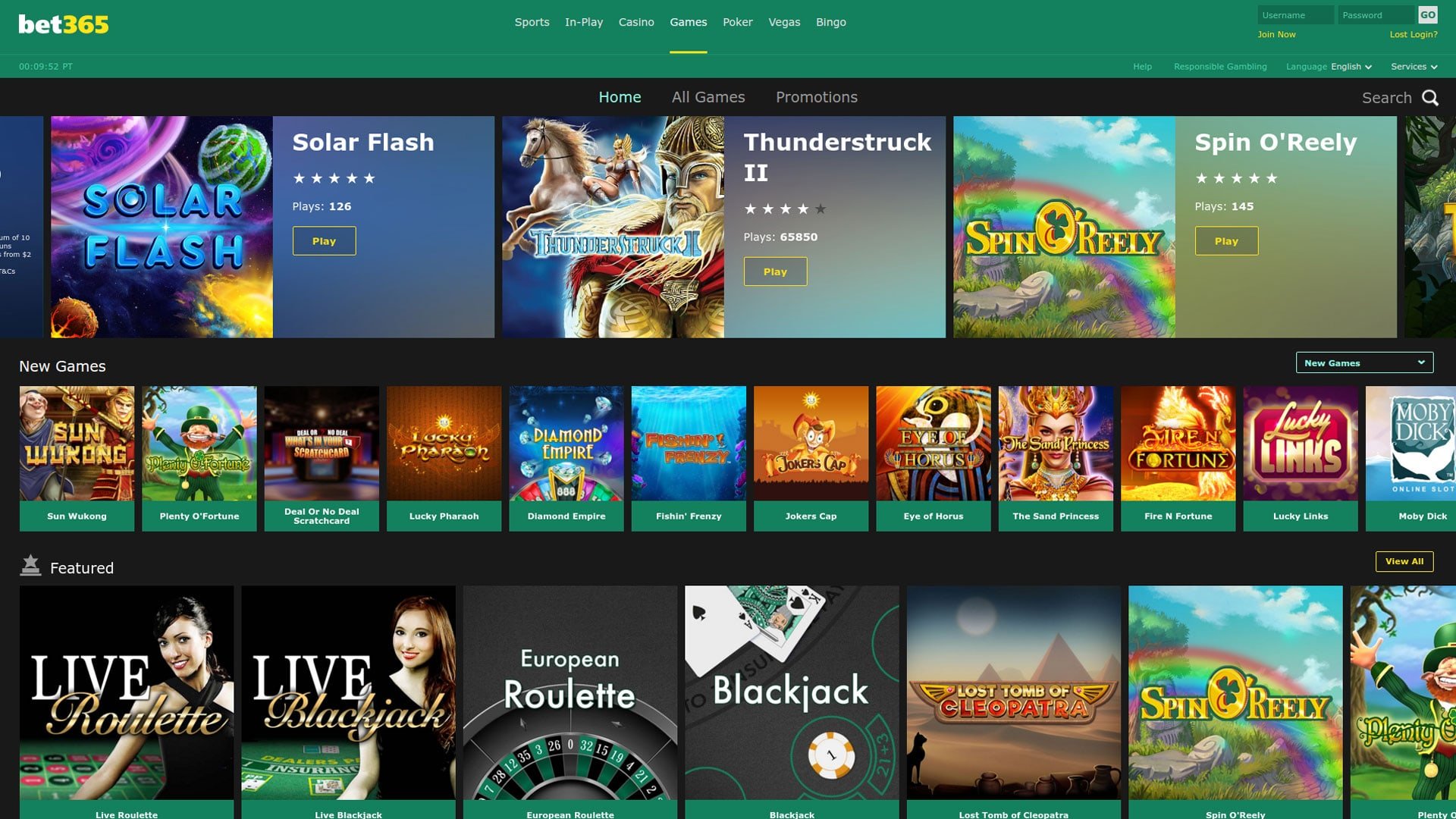 bet 365 casino games