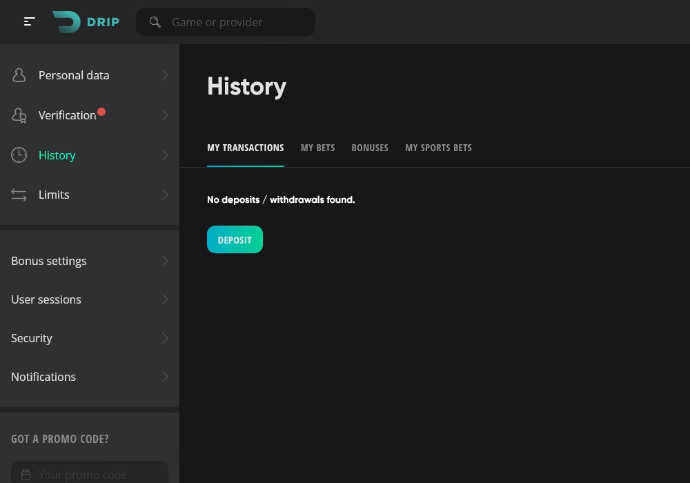 Зона за членове на Drip Casino