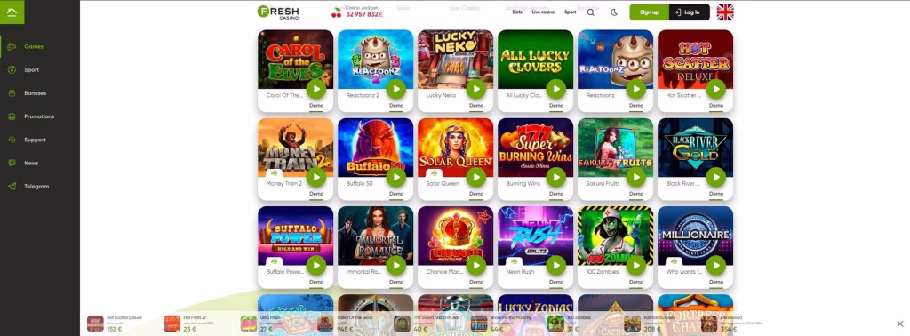 Slot Games at Fresh Casino