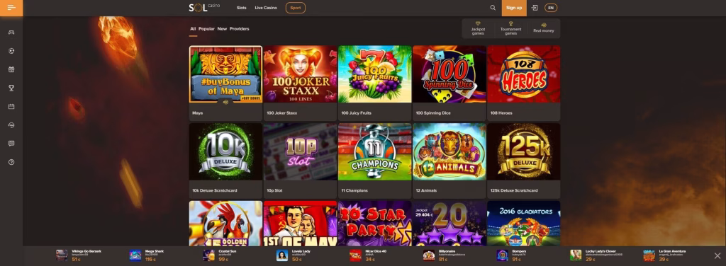 Игровые автоматы в казино Sol