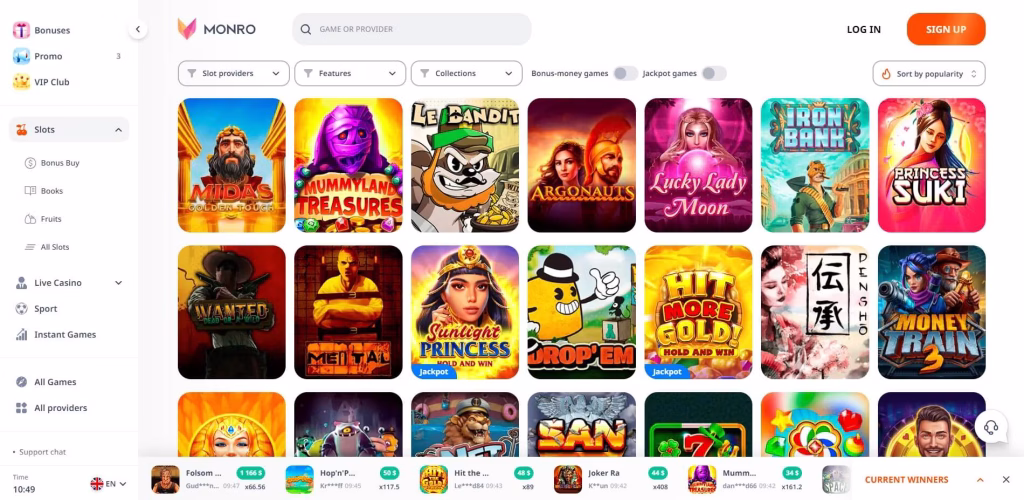 Игровые автоматы казино Monro