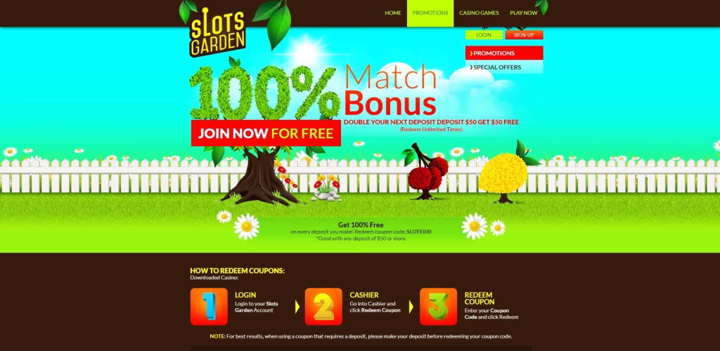Акции казино Slots Garden