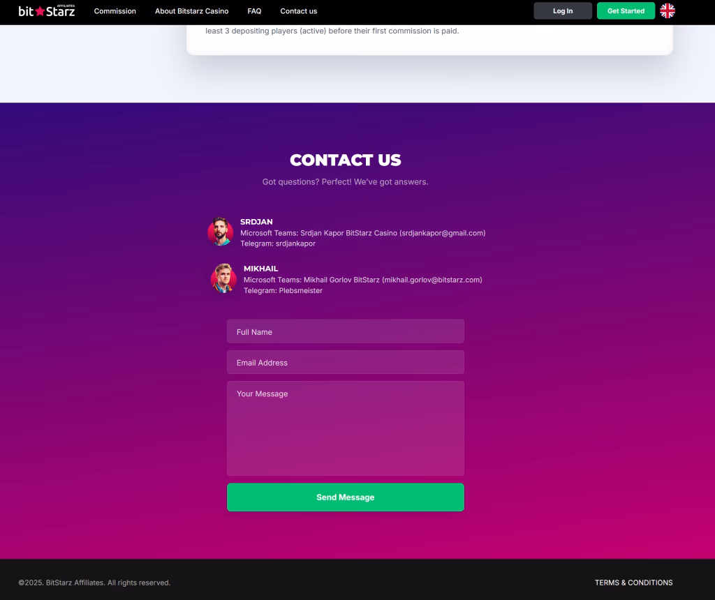 Bitstarz-partners contact