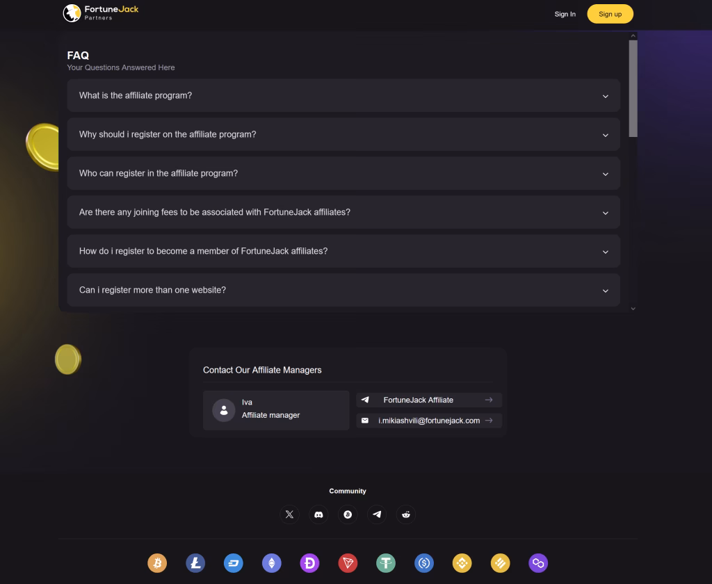 Fortunejack Partners FAQ Contact