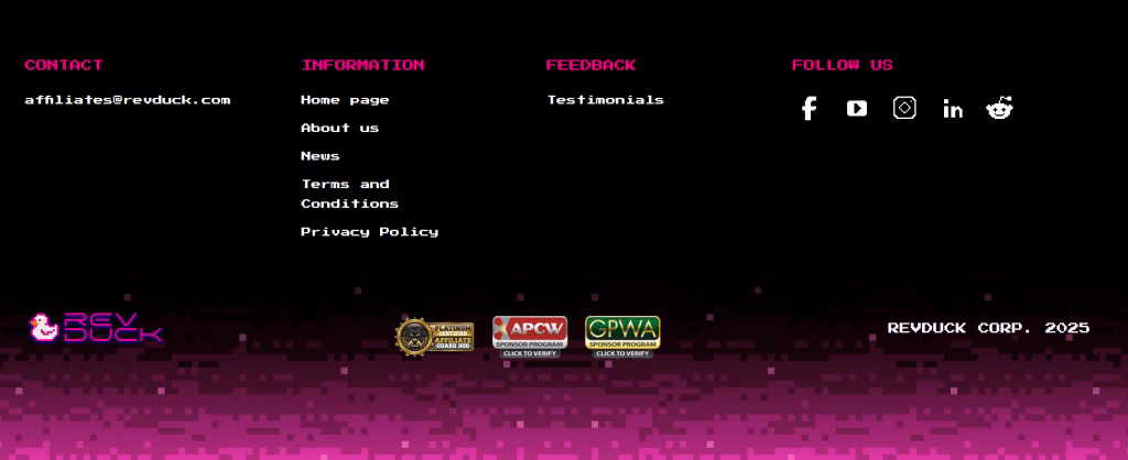 Долен колонтитул на партньорите на revduck