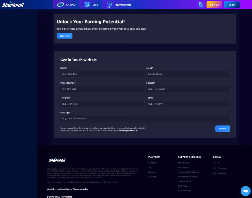 Sharkroll-partners voettekst contact