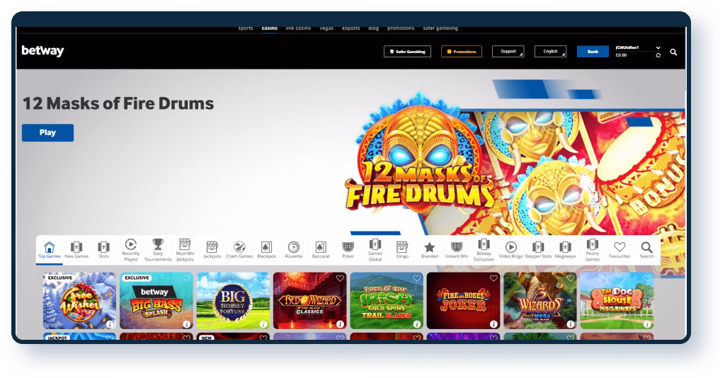 Betway Casino slot games