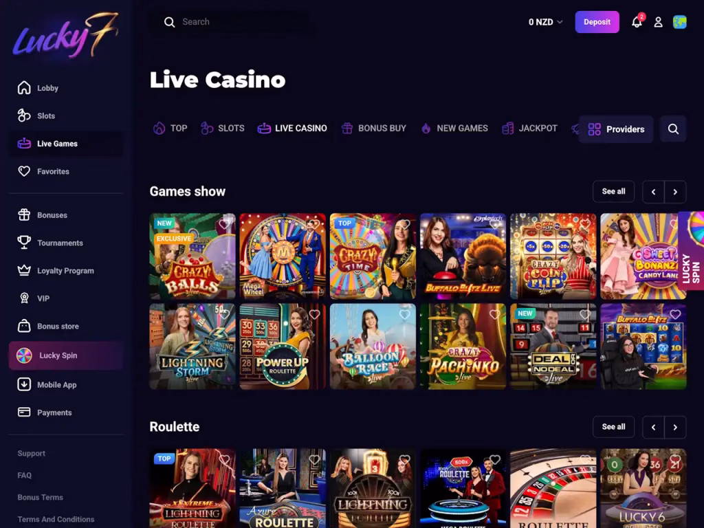 lucky7even casino live casino