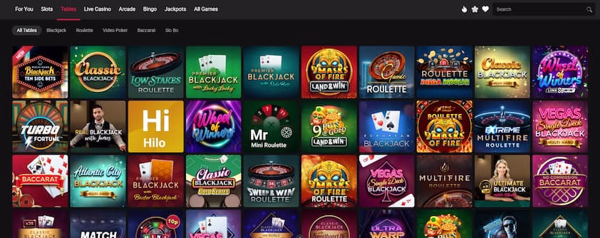 spin casino ontario table games