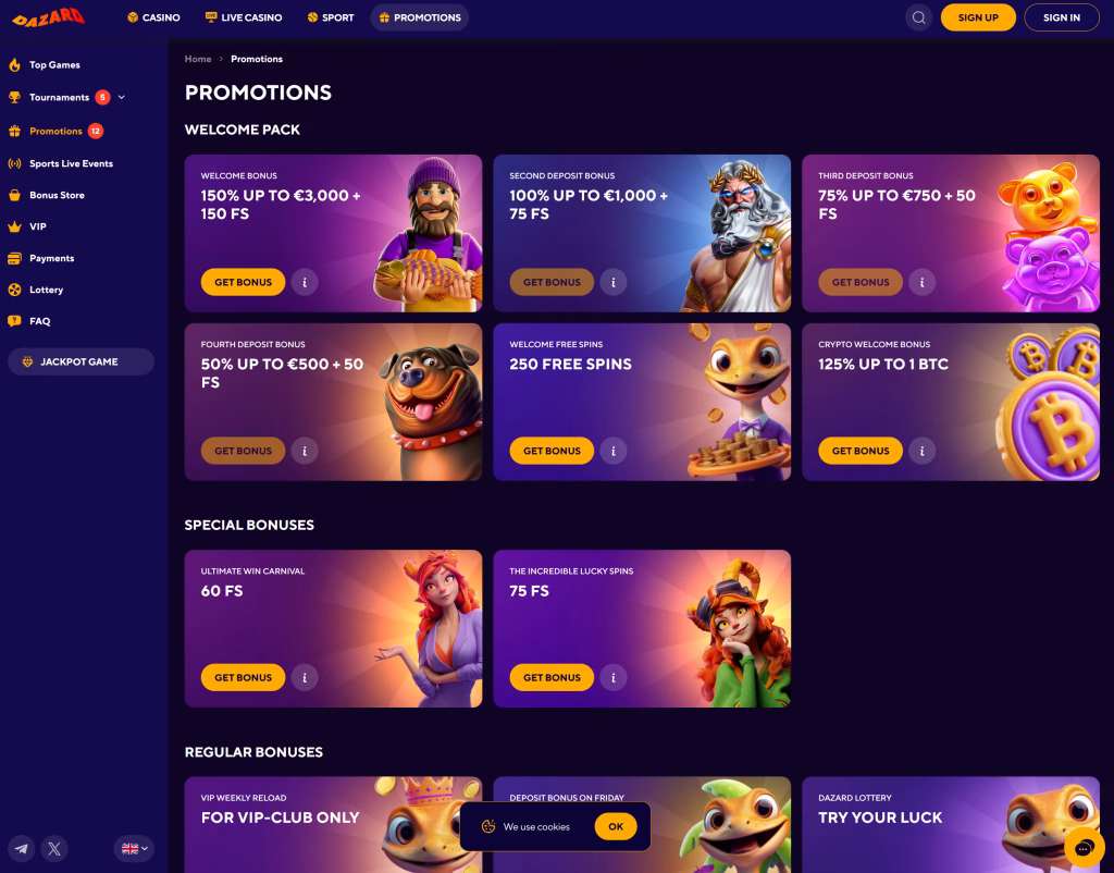 dazard casino promotions