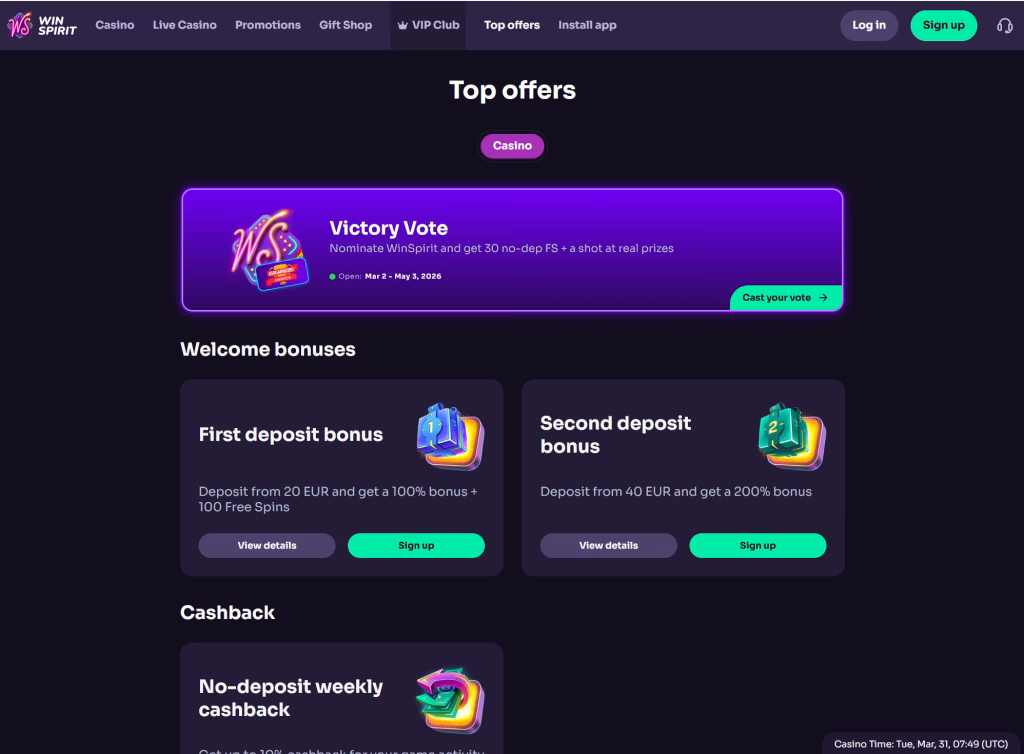 winspirit casino top offers