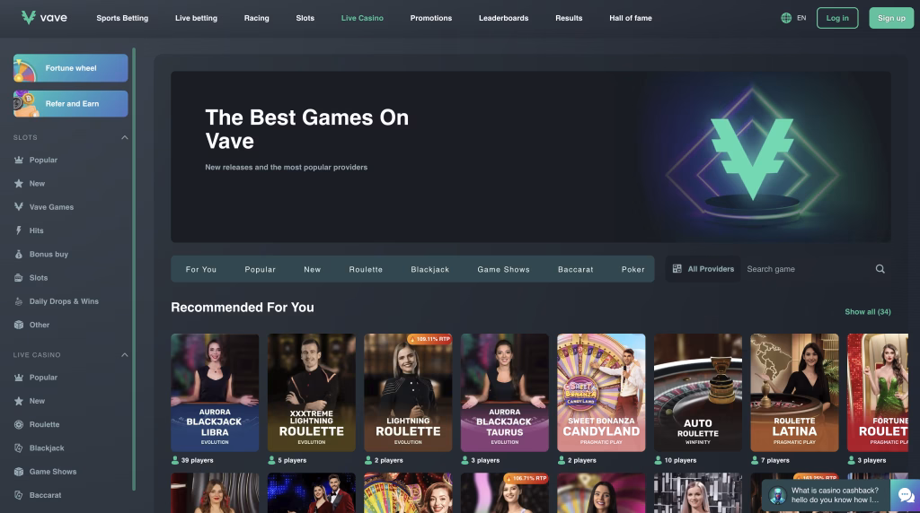 Vave Live Casino