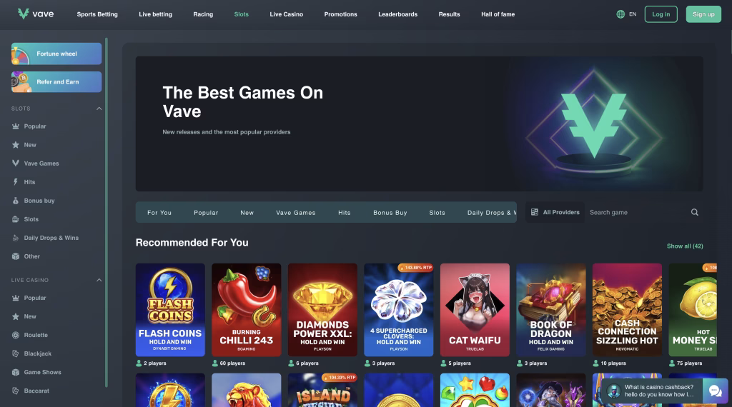 Vave Casino Slot Games
